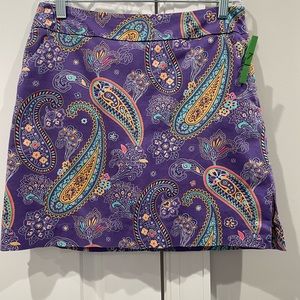 Loudmouth Purple Pazeltine lady’s golf skort.